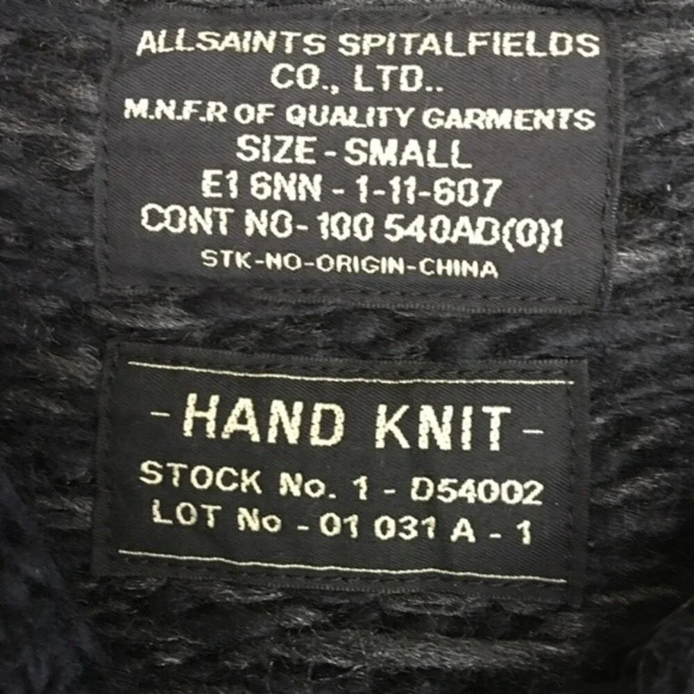 ALLSAINTS SPITALFIELDS Chunky Knit Button Down Norwegian Inspired Cardigan Sz.S